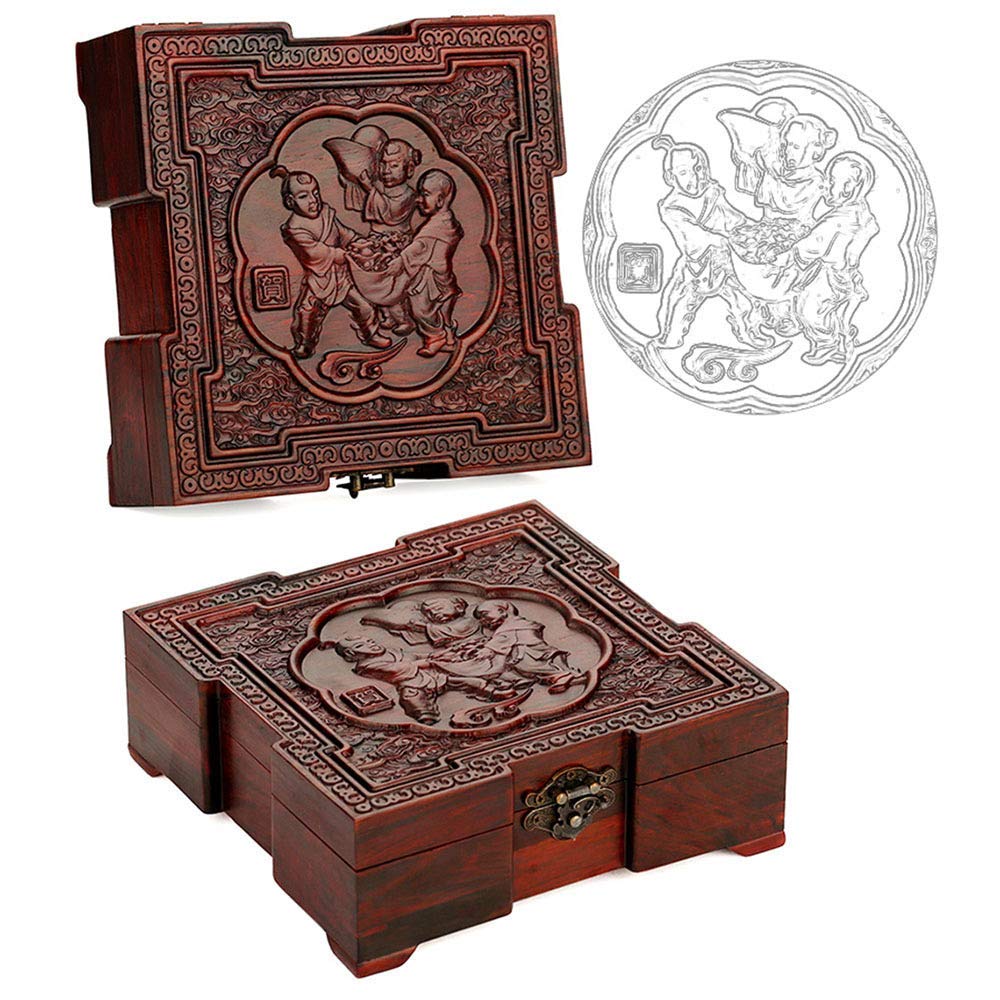 中国の伝統的な木製ジュエリーBOXと櫛 巾着袋と紙袋付 中国の伝統的な木製ジュエリーBOXと櫛 巾着袋と紙袋付